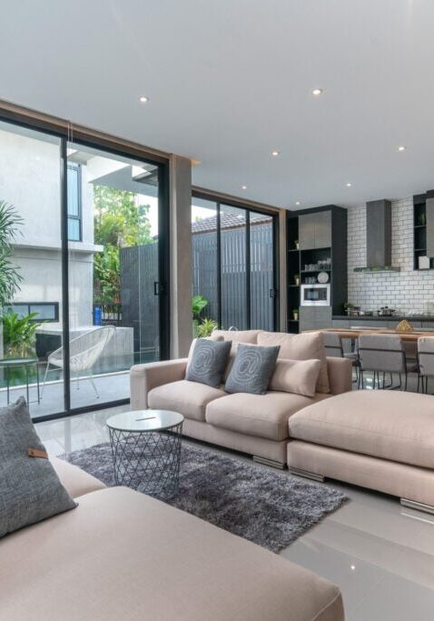 interior home design in living room with open kitchen in the loft house interior home design in living room with open kitchen in the loft house